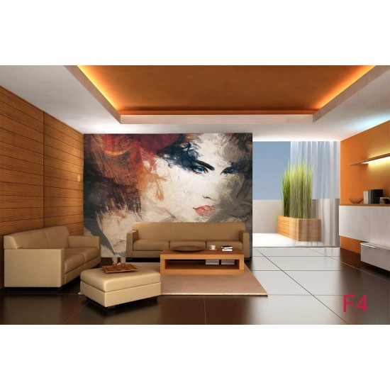 Wallpapers mural beautiful art face of a woman in 2 colors Wallpapers mural beautiful art face of a woman in 2 colors