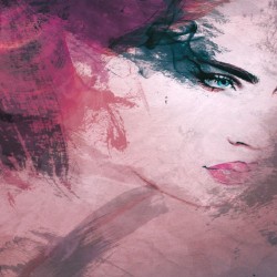 Wallpapers mural beautiful art face of a woman in 2 colors Wallpapers mural beautiful art face of a woman in 2 colors