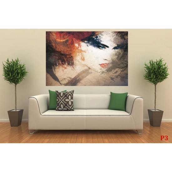 Wallpapers mural beautiful art face of a woman in 2 colors Wallpapers mural beautiful art face of a woman in 2 colors