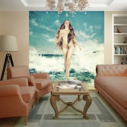 Wallpapers mural mermaid infront of sea waves in 2 colors Wallpapers mural mermaid infront of sea waves in 2 colors