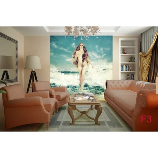 Wallpapers mural mermaid infront of sea waves in 2 colors Wallpapers mural mermaid infront of sea waves in 2 colors