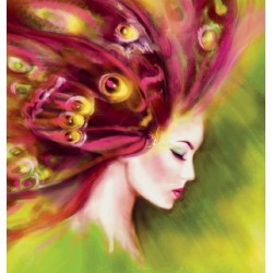 Wallpapers mural drawing art model of woman's face in 2 colors