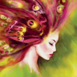 Wallpapers mural drawing art model of woman's face in 2 colors