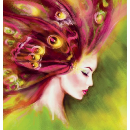Wallpapers mural drawing art model of woman's face in 2 colors