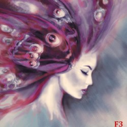 Wallpapers mural drawing art model of woman's face in 2 colors