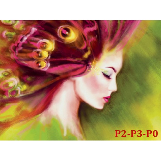 Wallpapers mural drawing art model of woman's face in 2 colors