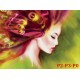 Wallpapers mural drawing art model of woman's face in 2 colors