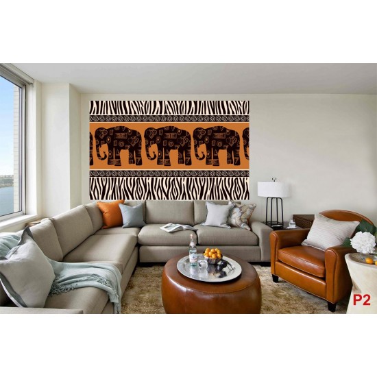 Wallpapers mural art wall with three elephants in 2 colors