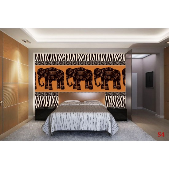 Wallpapers mural art wall with three elephants in 2 colors