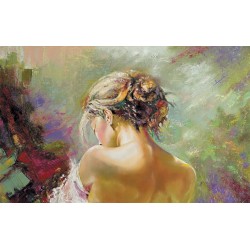 Wallpapers mural painted drawing of a woman's portrait in 2 colors