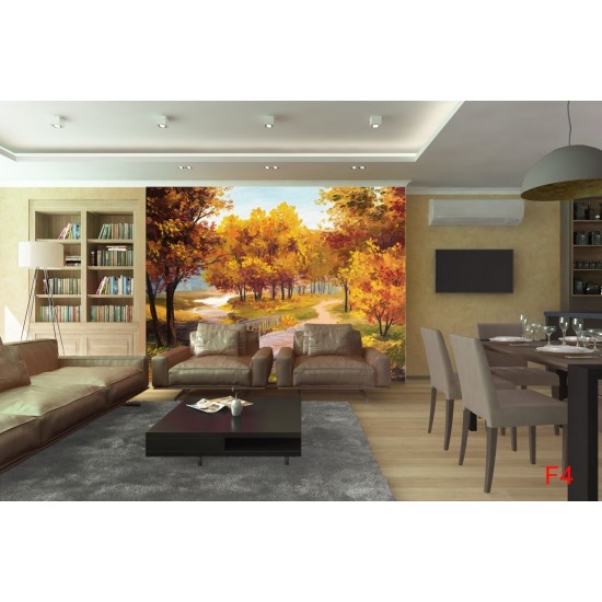 Wallpapers mural picture beautiful autumn forest with bridge Wallpapers mural picture beautiful autumn forest with bridge