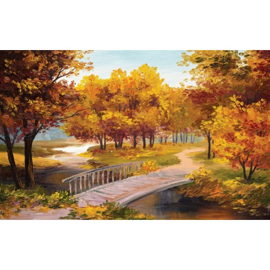 Wallpapers mural picture beautiful autumn forest with bridge Wallpapers mural picture beautiful autumn forest with bridge