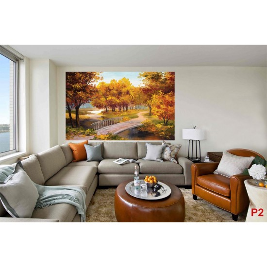Wallpapers mural picture beautiful autumn forest with bridge Wallpapers mural picture beautiful autumn forest with bridge