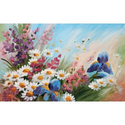 Photo mural soft bouquet of colorful flowers painted