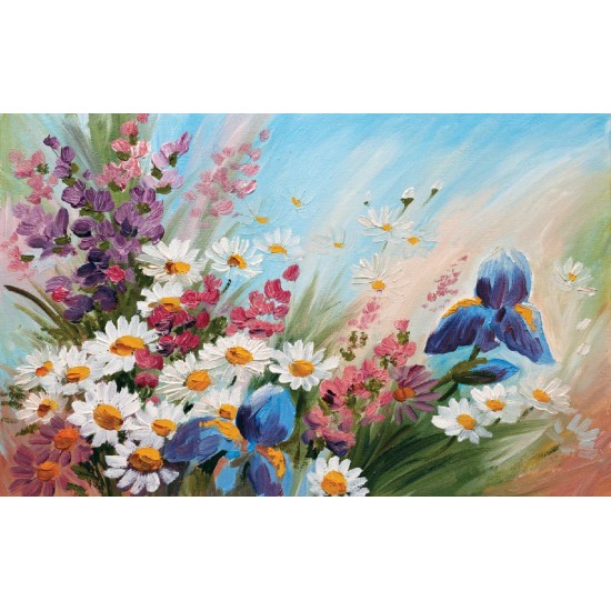 Photo mural soft bouquet of colorful flowers painted Photo mural soft bouquet of colorful flowers painted