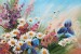 Photo mural soft bouquet of colorful flowers painted