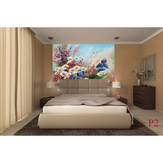 Photo mural soft bouquet of colorful flowers painted Photo mural soft bouquet of colorful flowers painted