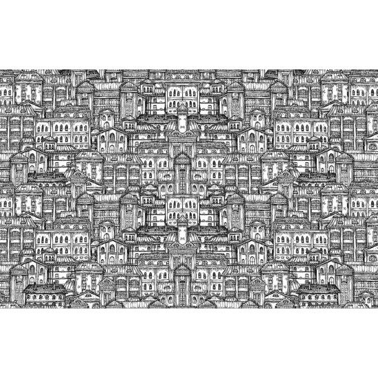 Wallpapers graphic old buildings in 2 colours