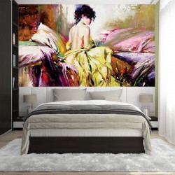 Wallpapers mural picture painted woman flouncy dress