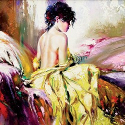 Wallpapers mural picture painted woman flouncy dress