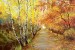 Wallpapers Autumn park alley with birch painted picture