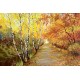Wallpapers Autumn park alley with birch painted picture Wallpapers Autumn park alley with birch painted picture