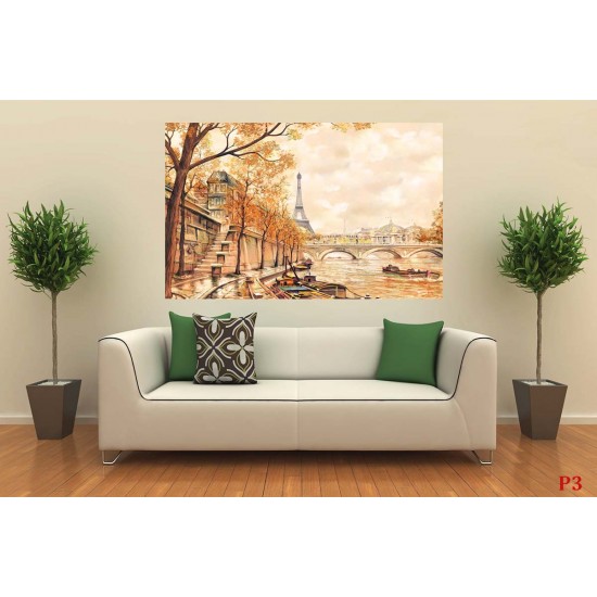 Wallpapers painted landscape from Paris and Seine