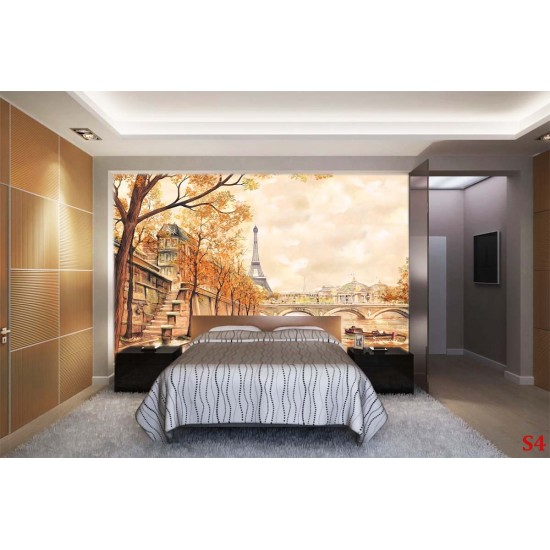 Wallpapers painted landscape from Paris and Seine