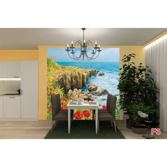 Wallpapers mural beautiful coast with poppies