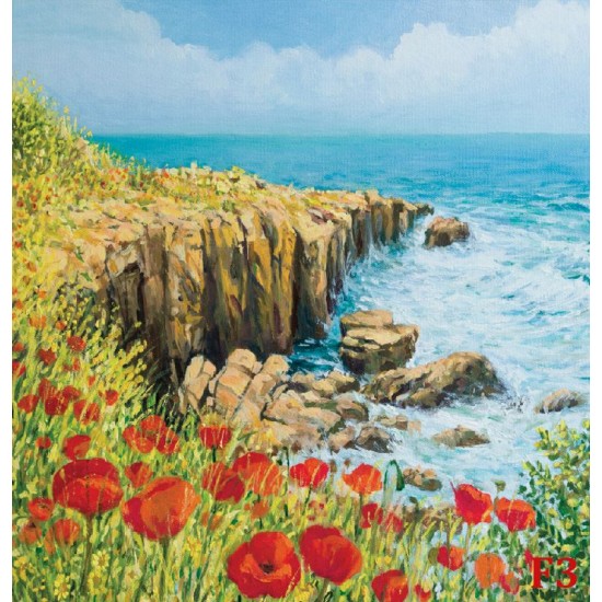 Wallpapers mural beautiful coast with poppies