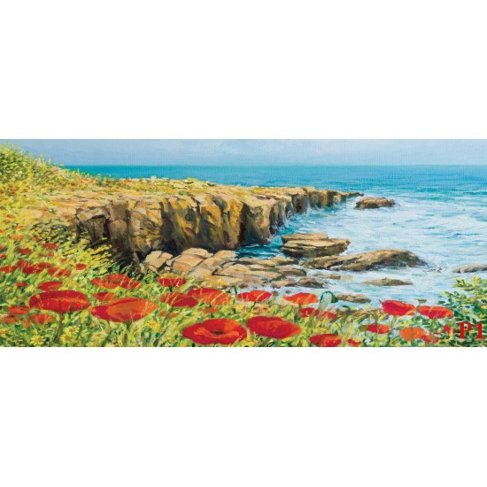 Wallpapers mural beautiful coast with poppies