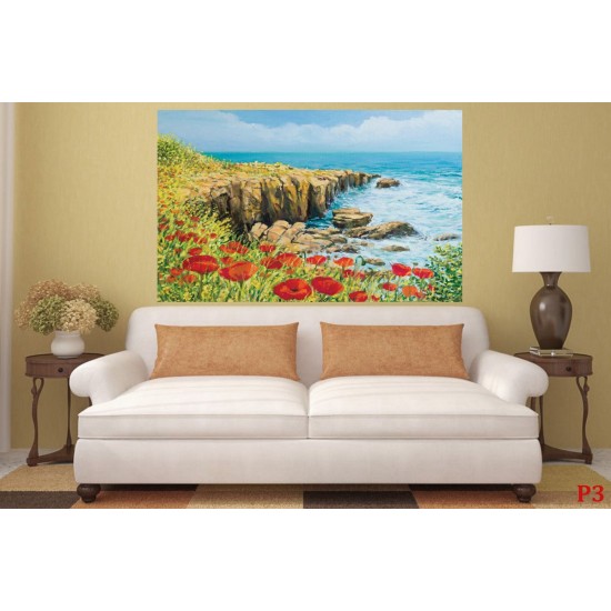 Wallpapers mural beautiful coast with poppies
