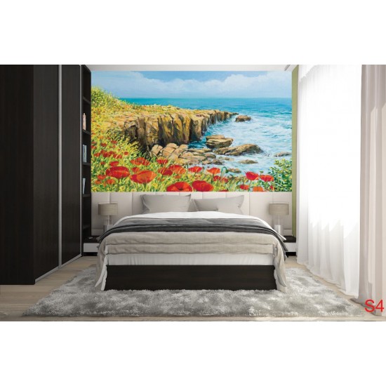 Wallpapers mural beautiful coast with poppies