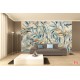 Wallpapers mural tender leaves painted 