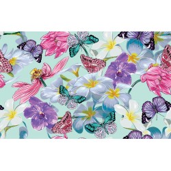 Wall murals colorful butterflies and flowers in 2 colors