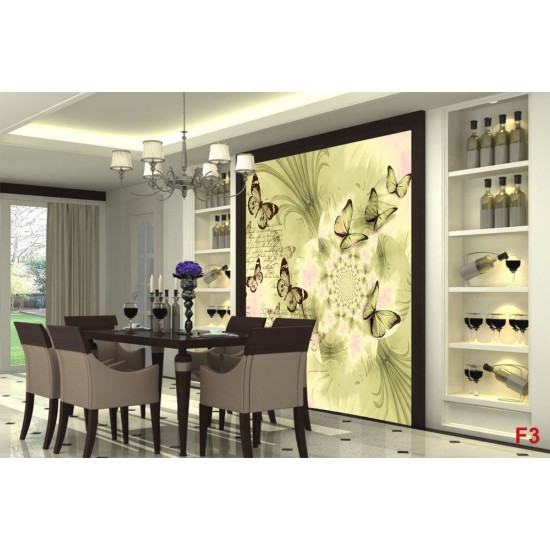 Wallpapers art butterflies with flower in 3 colors
