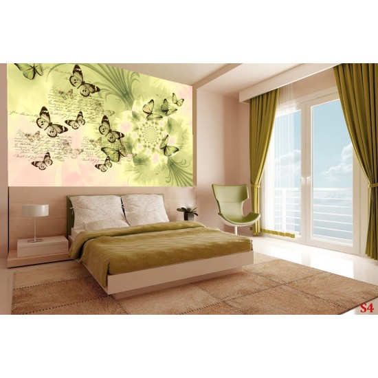 Wallpapers art butterflies with flower in 3 colors