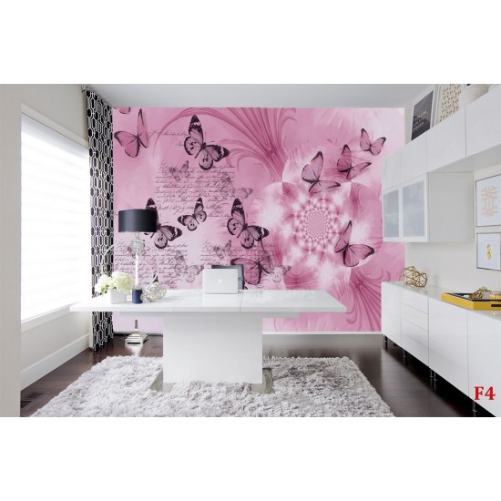 Wallpapers art butterflies with flower in 3 colors