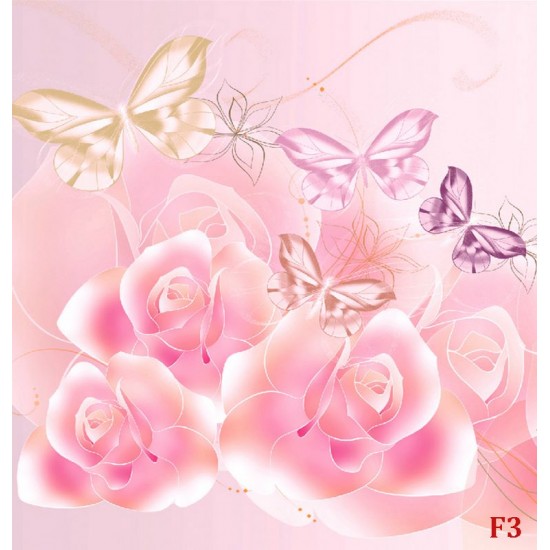 Wallpapers mural gentle butterflies and roses in pastel tone