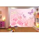 Wallpapers mural gentle butterflies and roses in pastel tone