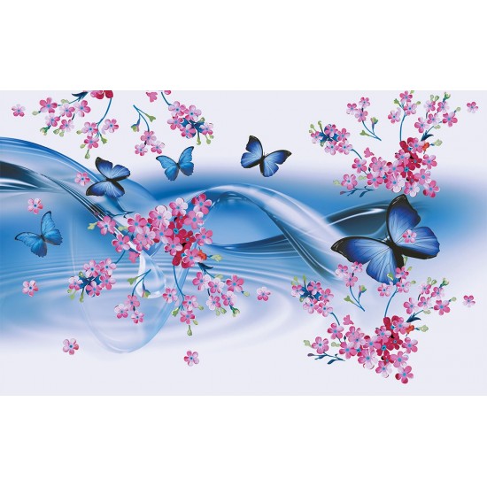 Wallpapers mural gentle butterflies waves blue 2 versions Wallpapers mural gentle butterflies waves blue 2 versions