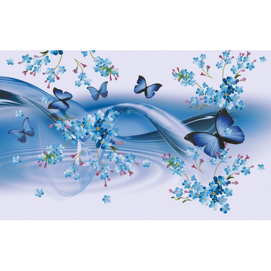 Wallpapers mural gentle butterflies waves blue 2 versions Wallpapers mural gentle butterflies waves blue 2 versions