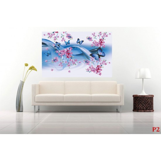 Wallpapers mural gentle butterflies waves blue 2 versions Wallpapers mural gentle butterflies waves blue 2 versions