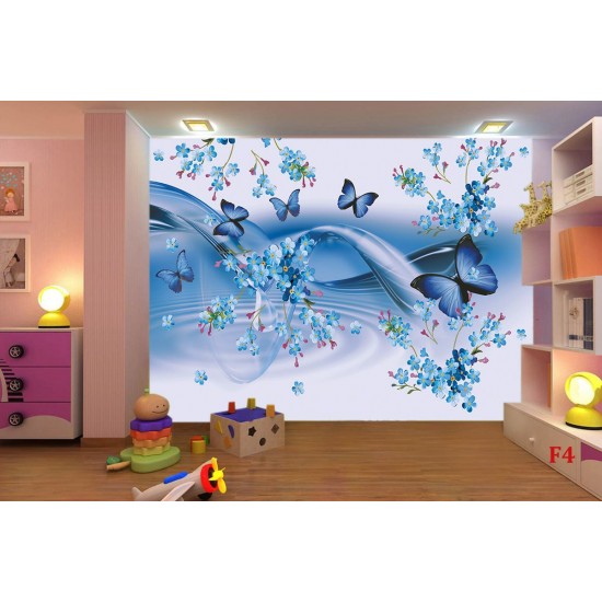 Wallpapers mural gentle butterflies waves blue 2 versions Wallpapers mural gentle butterflies waves blue 2 versions
