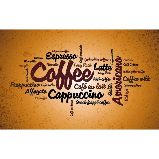 Wall murals coffee lettering in orange nuance