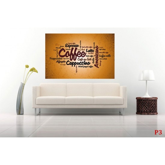 Wall murals coffee lettering in orange nuance