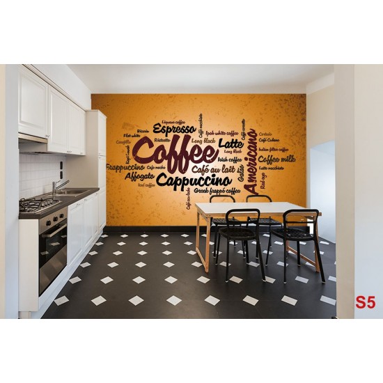 Wall murals coffee lettering in orange nuance