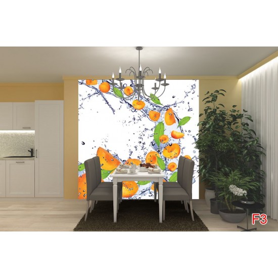 Wallpapers mural orange fruits and water drops