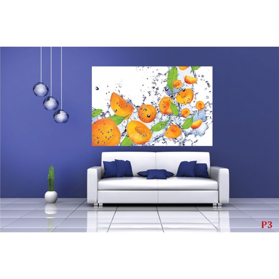 Wallpapers mural orange fruits and water drops