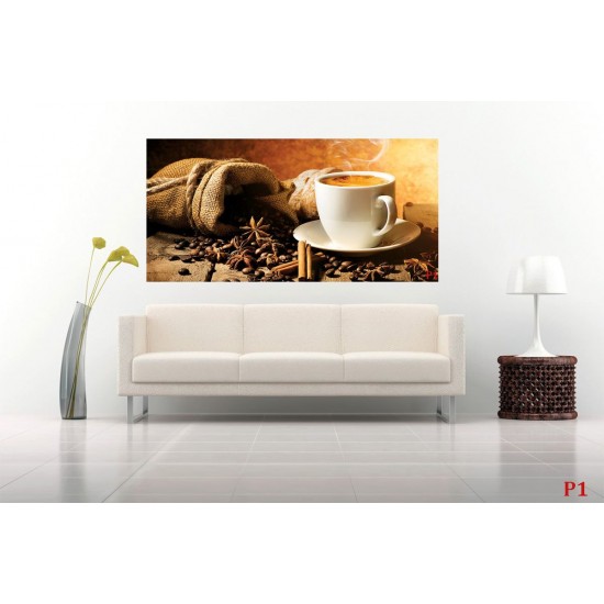 Photo mural coffee on grainy wall with a cup model 2